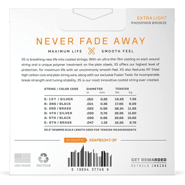 D'Addario XSAPB1047-3P, Strenges�t Western XS Phos.Bronze 010-047, 3-pack